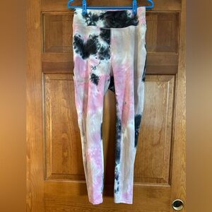 POP Fit Pink, Beige and Black Tie Dye Leggings